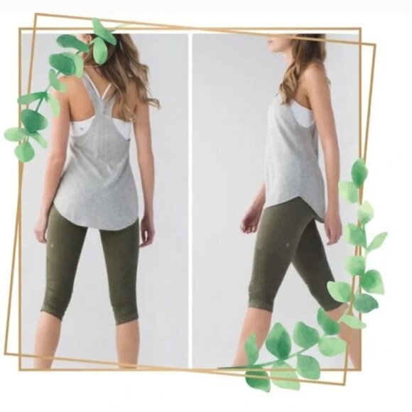 Lululemon In The Flow Crop II Heathered Fatigue Green 6 O22 - Picture 1 of 10